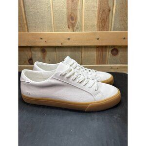 Madewell Mens 10.5/Womens 12 White Canvas Lace-Up Sneakers With Gum Sole